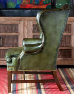 Olive Leather Wingback Chair - Image 6