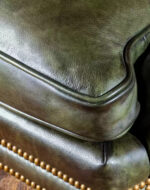 Olive Leather Wingback Chair - Image 3