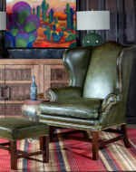 Olive Leather Wingback Chair - Image 4