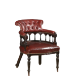 Antique Victorian Teak Leather Chair/ Set Of-2 - Image 2