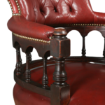 Antique Victorian Teak Leather Chair/ Set Of-2 - Image 3