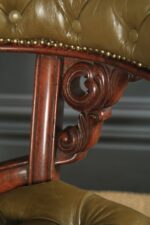 Antique English Victorian Leather Office Chair (Set Of 4) - Image 6