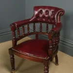 Antique Victorian Teak Leather Chair/ Set Of-2 - Image 5