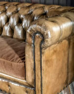 Beige Leather Chesterfield Sofa - Image 3
