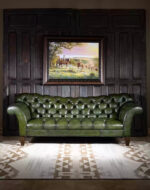emerald green leather chesterfield sofa India – luxurious green leather chesterfield by Teak & Tanned