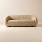 camel brown bouclé loveseat India – three-seater bouclé sofa by Teak & Tanned