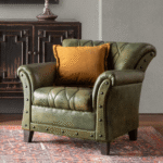 Leather Rustic Green Armchair - Image 2