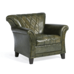green leather accent chair India – Leather Rustic Green Armchair by Teak & Tanned