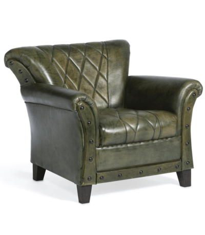 green leather accent chair India – Leather Rustic Green Armchair by Teak & Tanned