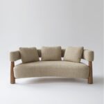 nimbus acacia sofa India – plush boucle sofa with acacia legs by Teak & Tanned