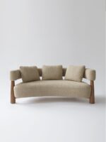 nimbus acacia sofa India – plush boucle sofa with acacia legs by Teak & Tanned