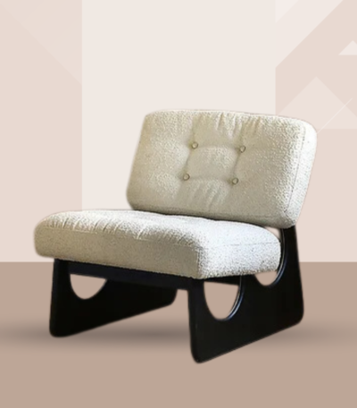 bouclé lounge chair India – modern cream boucle chair by Teak & Tanned