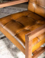 Western Leather Accent Chair Set of 2 - Image 5