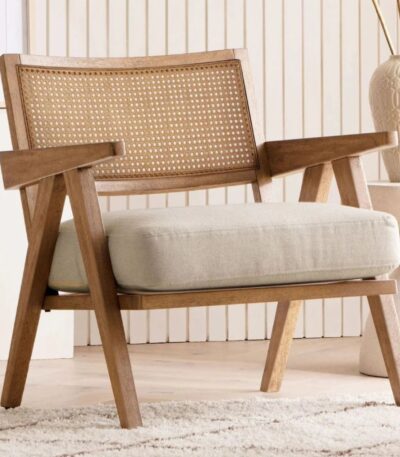 wooden accent chairs India – Cane Back Chair Set of 2 by Teak & Tanned