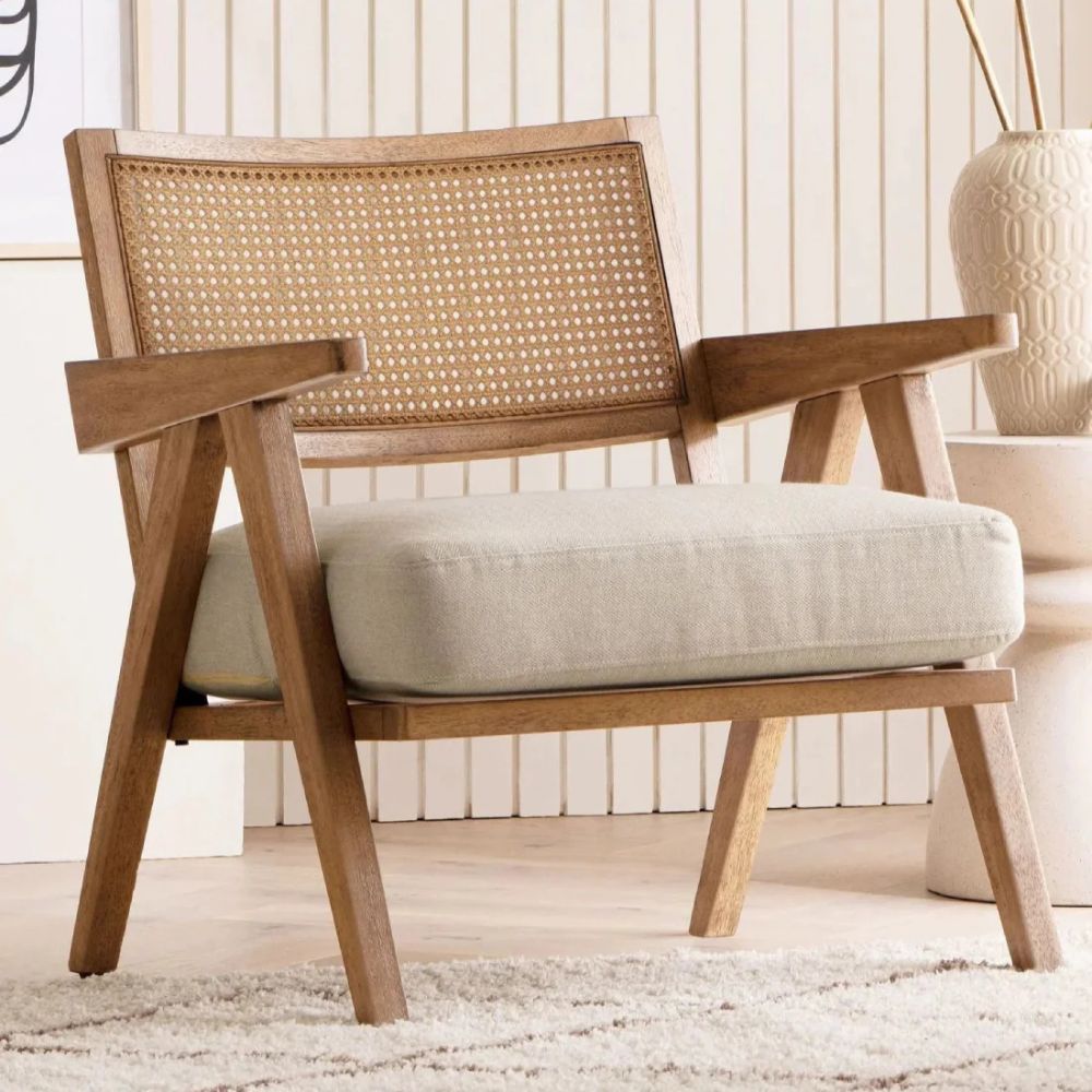 wooden accent chairs India – Cane Back Chair Set of 2 by Teak & Tanned
