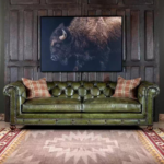 olive leather sofa India – Chesterfield sofa by Teak & Tanned