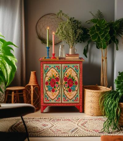 Wooden cabinet furniture India – Jaipur Bloom hand-painted sideboard