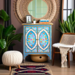 Blue Bloom hand-painted floral sideboard by Teak & Tanned