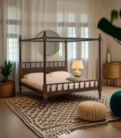 Sheesham King Poster Bed – four-poster bed made of solid Sheesham wood