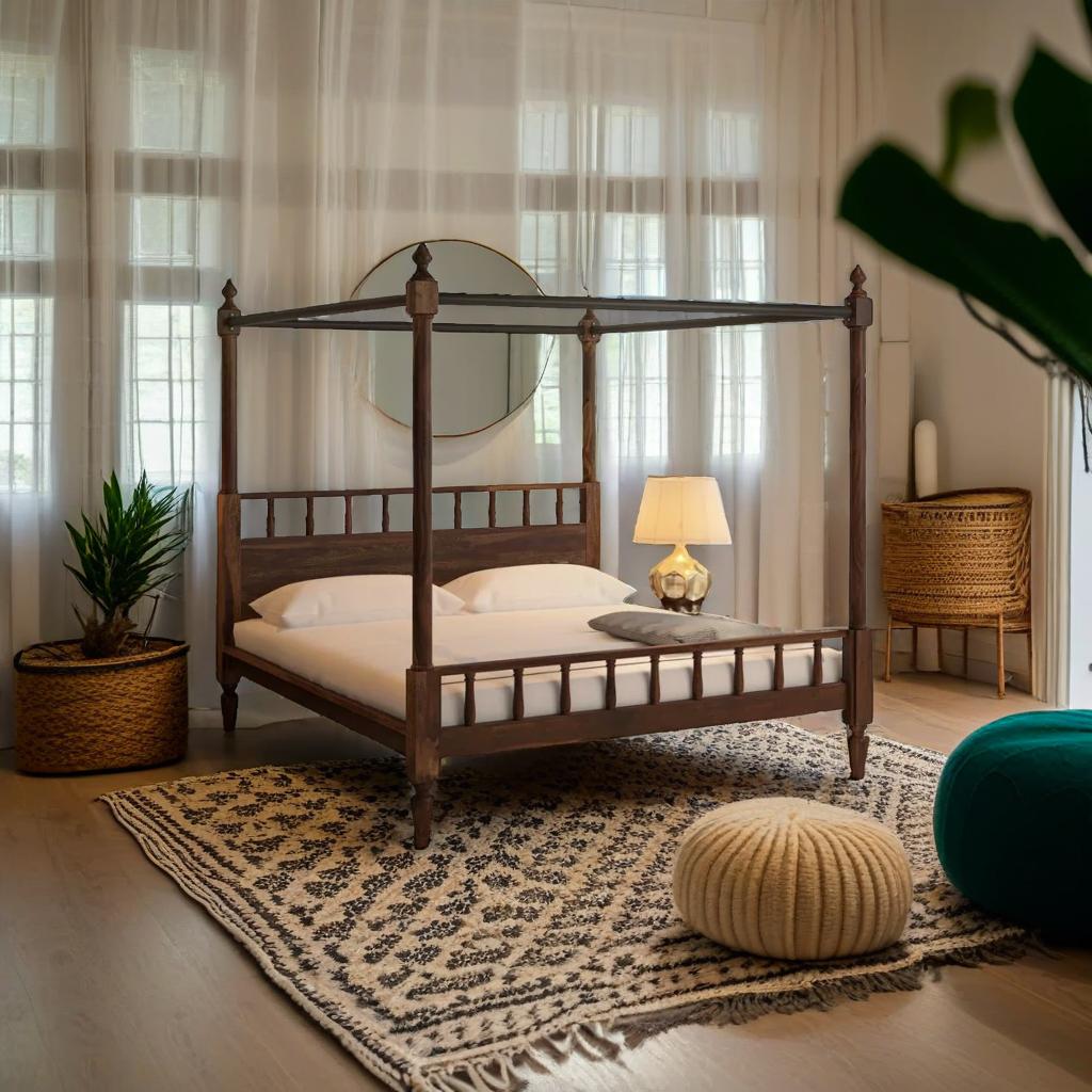 Sheesham King Poster Bed – four-poster bed made of solid Sheesham wood