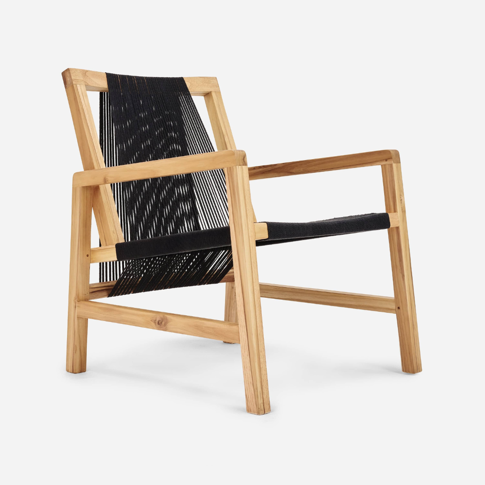 Teak Armchair -Black Traditional Cord Teak Armchair -Black Traditional Cord