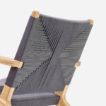 Teak Natural Armchair-Charcoal Cross Braided Cord/Set of-2 - Image 4