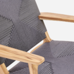 Teak Natural Armchair-Charcoal Cross Braided Cord/Set of-2 - Image 5