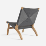 Teak Lounge Chair-Charcoal Cross Braided Cord