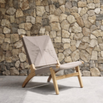 Teak Lounge Chair - Taupe Cross Braided Cord/ Set of -2 - Image 3