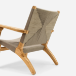 Teak Natural Armchair-Taupe Cross Braided Cord/ Set of-2 - Image 4