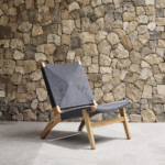 Teak Lounge Chair- Charcoal Cross Braided Cord/ Set of-2 - Image 2