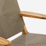 Teak Natural Armchair-Taupe Cross Braided Cord/ Set of-2 - Image 6
