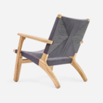 Teak Natural Armchair-Charcoal Cross Braided Cord/Set of-2 - Image 2