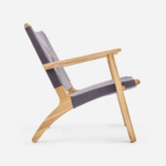 Teak Natural Armchair-Charcoal Cross Braided Cord/Set of-2 - Image 3