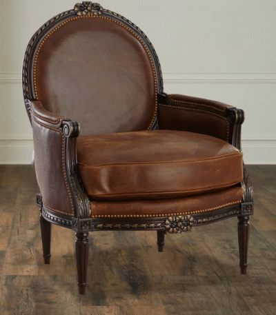 Rajput Royale Armchair – hand-carved teak frame with full-grain leather upholstery