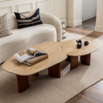 Natural Travertine Centre Table – handcrafted stone coffee table with organic texture