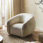 Solana Armchair – plush upholstered cushion with sleek teak wood frame