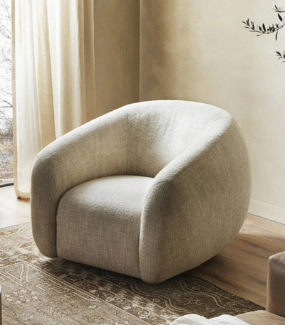 Solana Armchair – plush upholstered cushion with sleek teak wood frame