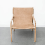 The Saddle Sling Chair – teak wood frame with full-grain leather sling seat
