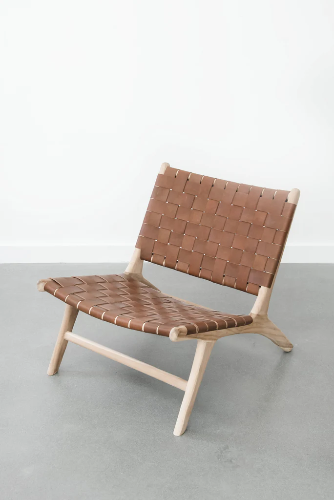 Strap Lounge Chair Strap Lounge Chair – teak frame with hand-woven full-grain leather strap seating