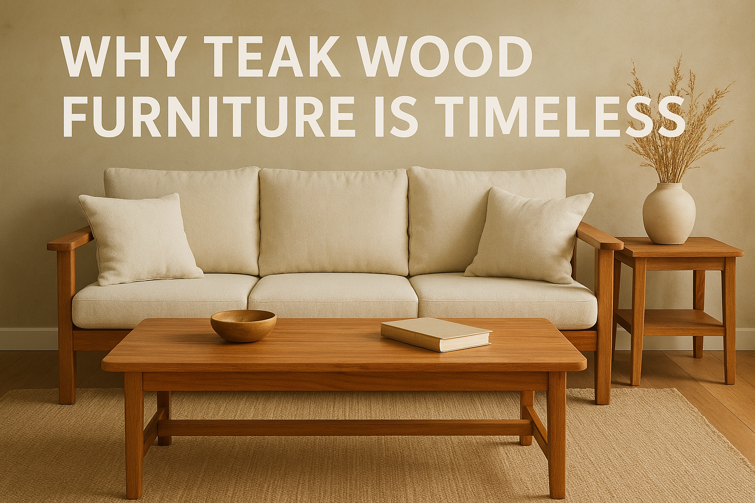 Minimalist teak coffee table with natural wood finish