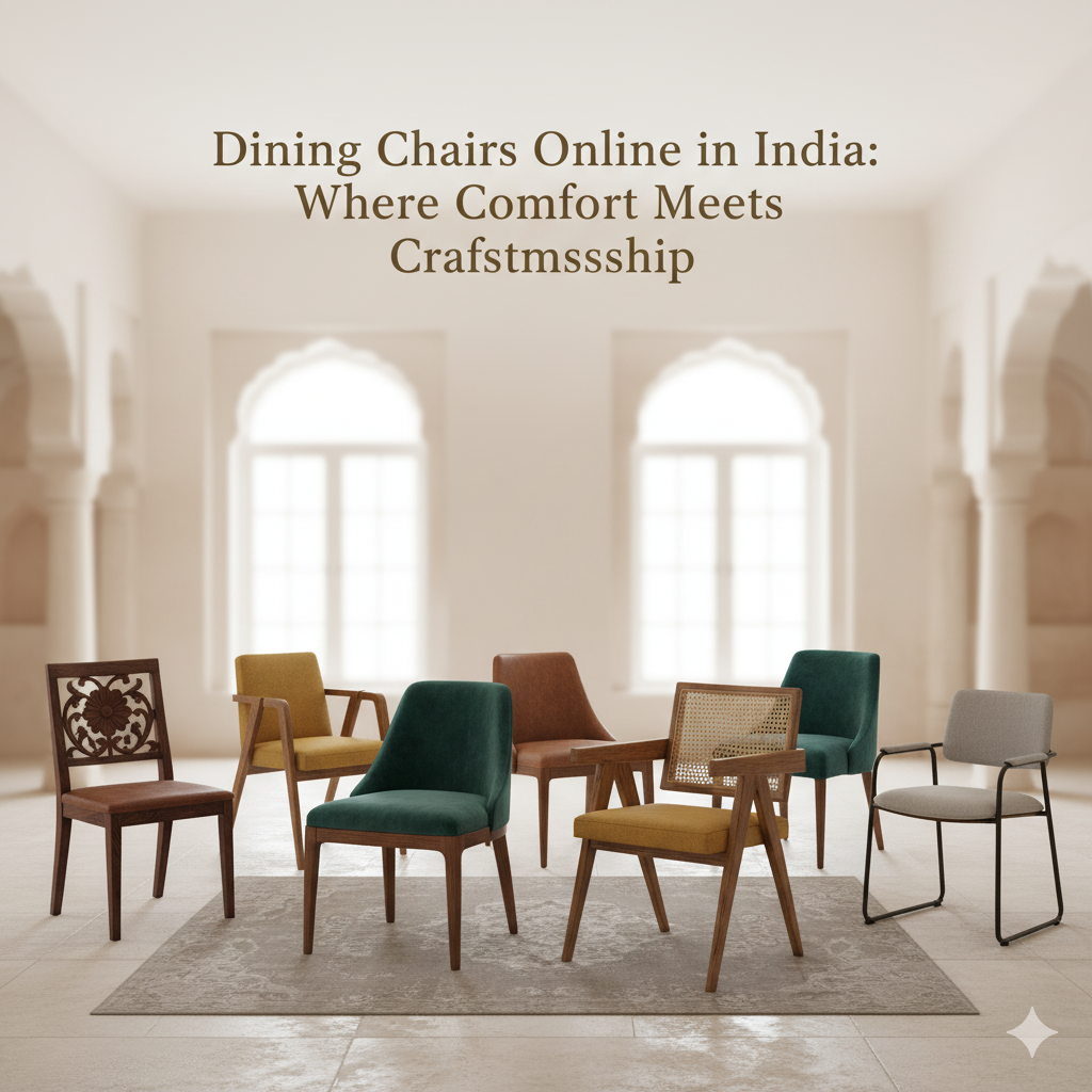 Wooden and upholstered dining chairs online in India – handcrafted dining furniture by Teak & Tanned